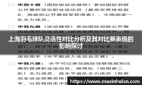 上海羽毛球队灵活性对比分析及其对比赛表现的影响探讨